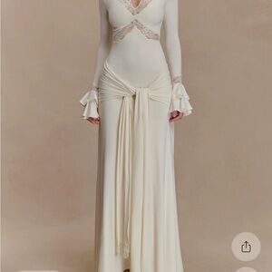 Meshki Cream Long Sleeve Dress